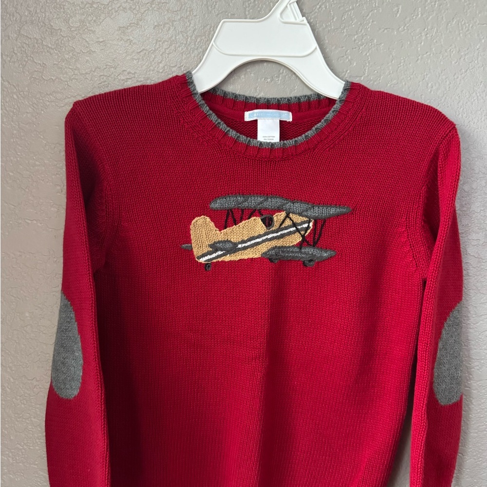 Janie and Jack Red Airplane Sweater